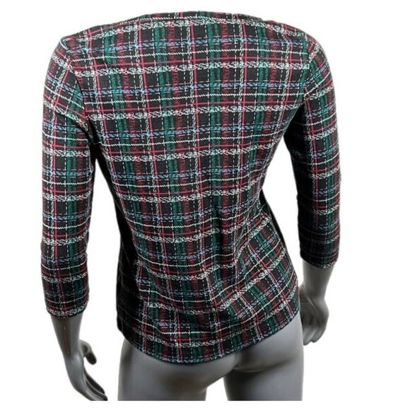Karen Scott| Long Slv Casual Plaid Pullover Top, Plaid, Blk,Grn,Wht,Red, S, EUC - Picture 3 of 8